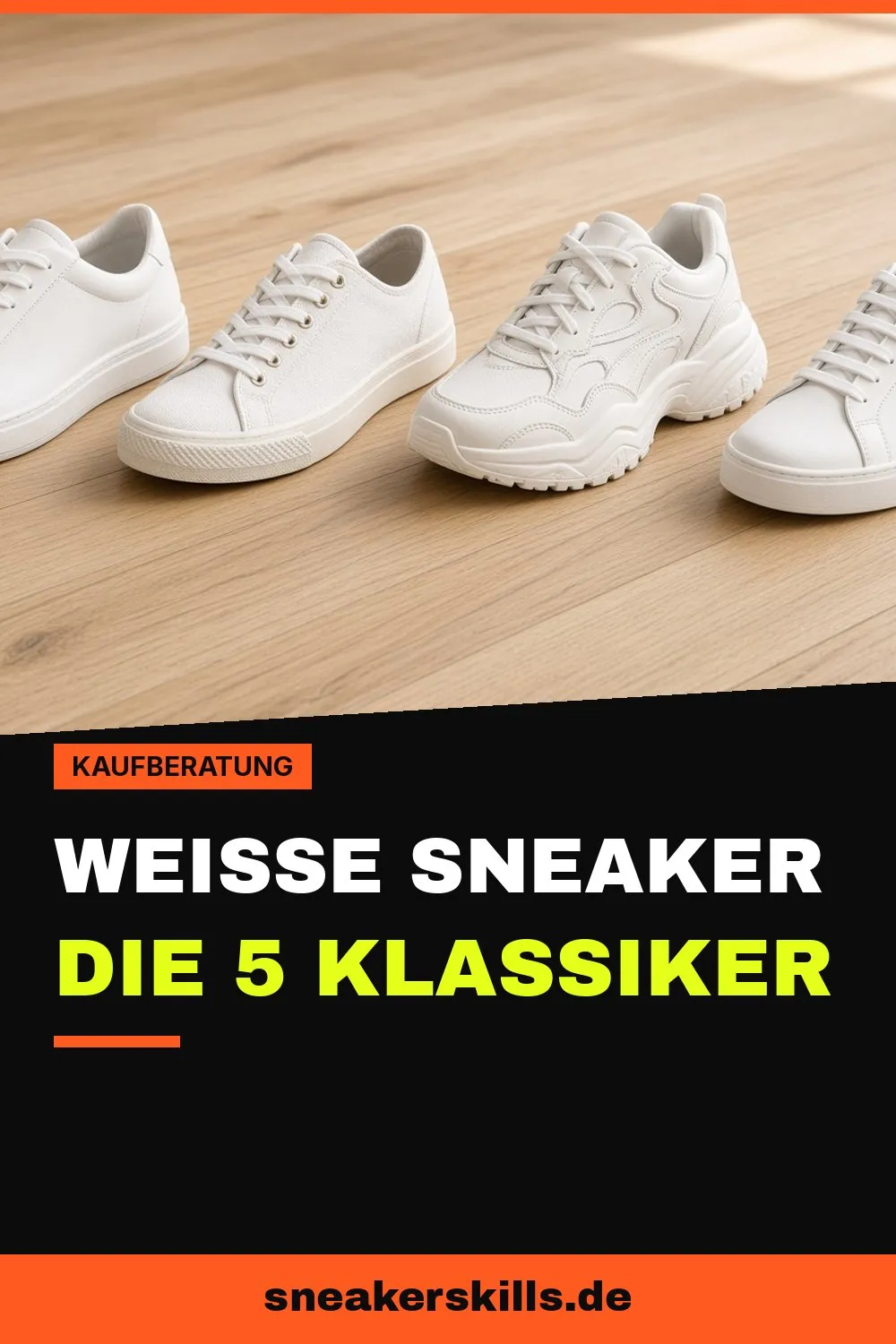 Die besten weißen Sneaker im Vergleich (Pinterest Grafik von sneakerskills.de)