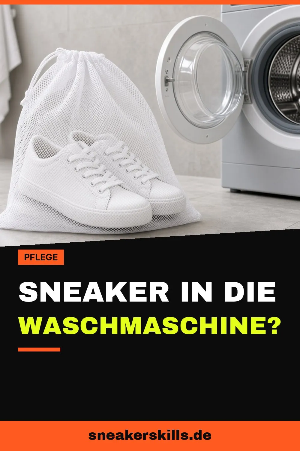 Sneaker in der Waschmaschine waschen (Pinterest Grafik von sneakerskills.de)